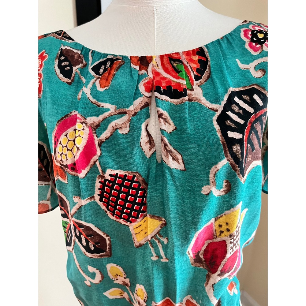 Alice Olivia Teal Floral Print Silk Dress Size‎ 4 - Picture 8 of 9